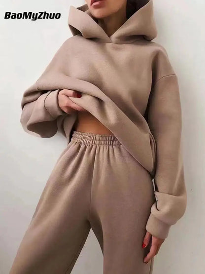 Oversized Two-Piece Sportswear Set for Women - Hoodie & Pants