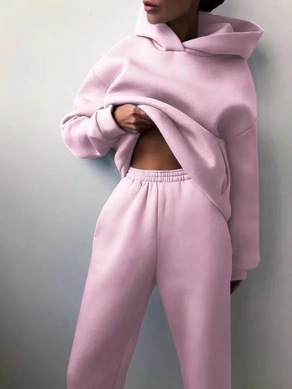 Oversized Two-Piece Sportswear Set for Women - Hoodie & Pants