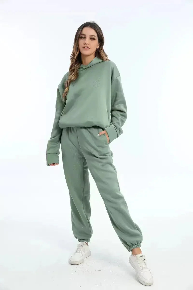 Oversized Two-Piece Sportswear Set for Women - Hoodie & Pants