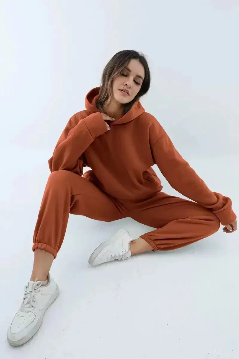 Oversized Two-Piece Sportswear Set for Women - Hoodie & Pants