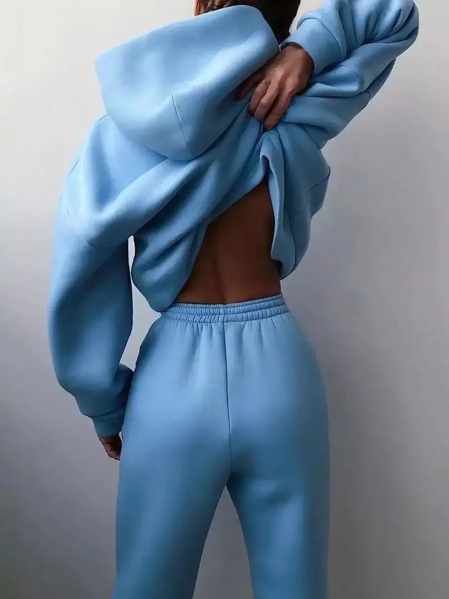 Oversized Two-Piece Sportswear Set for Women - Hoodie & Pants