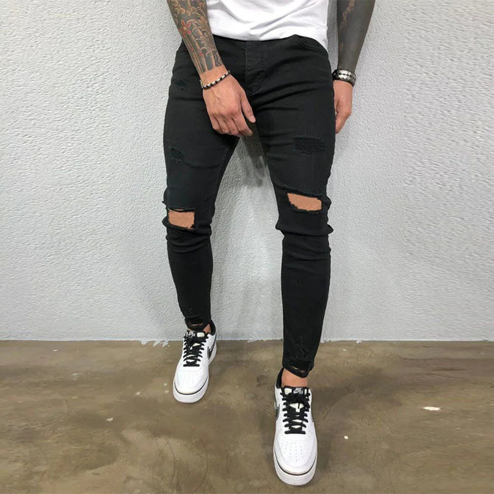 Casual Men's Stretch Denim Pants- Classic Fit