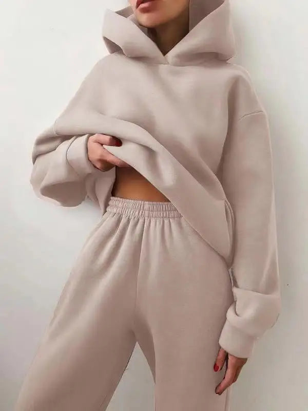 Oversized Two-Piece Sportswear Set for Women - Hoodie & Pants