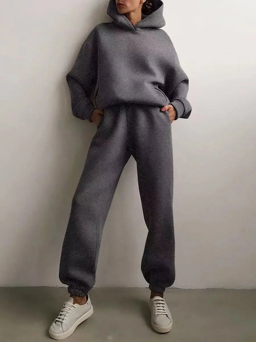 Oversized Two-Piece Sportswear Set for Women - Hoodie & Pants