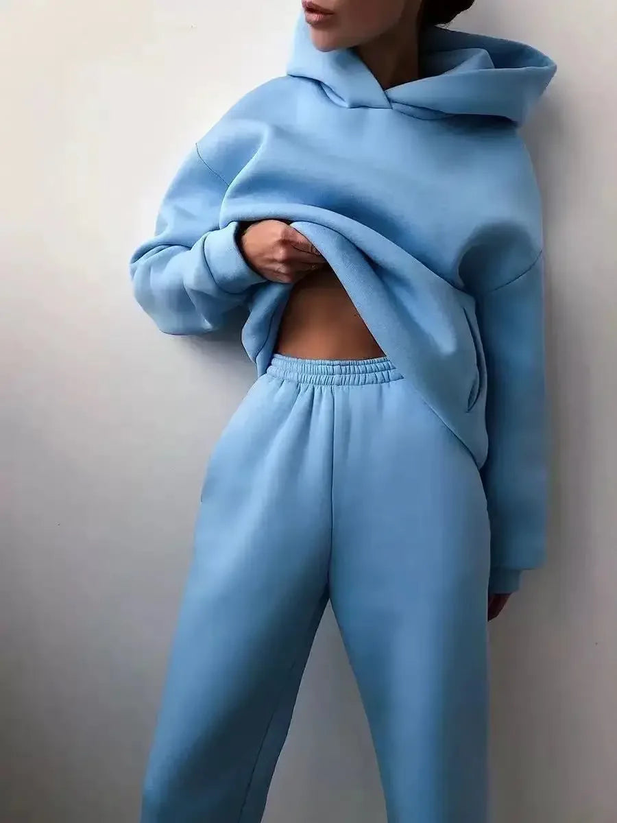 Oversized Two-Piece Sportswear Set for Women - Hoodie & Pants