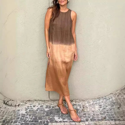 Sleeveless Summer Slit Ombre Dress