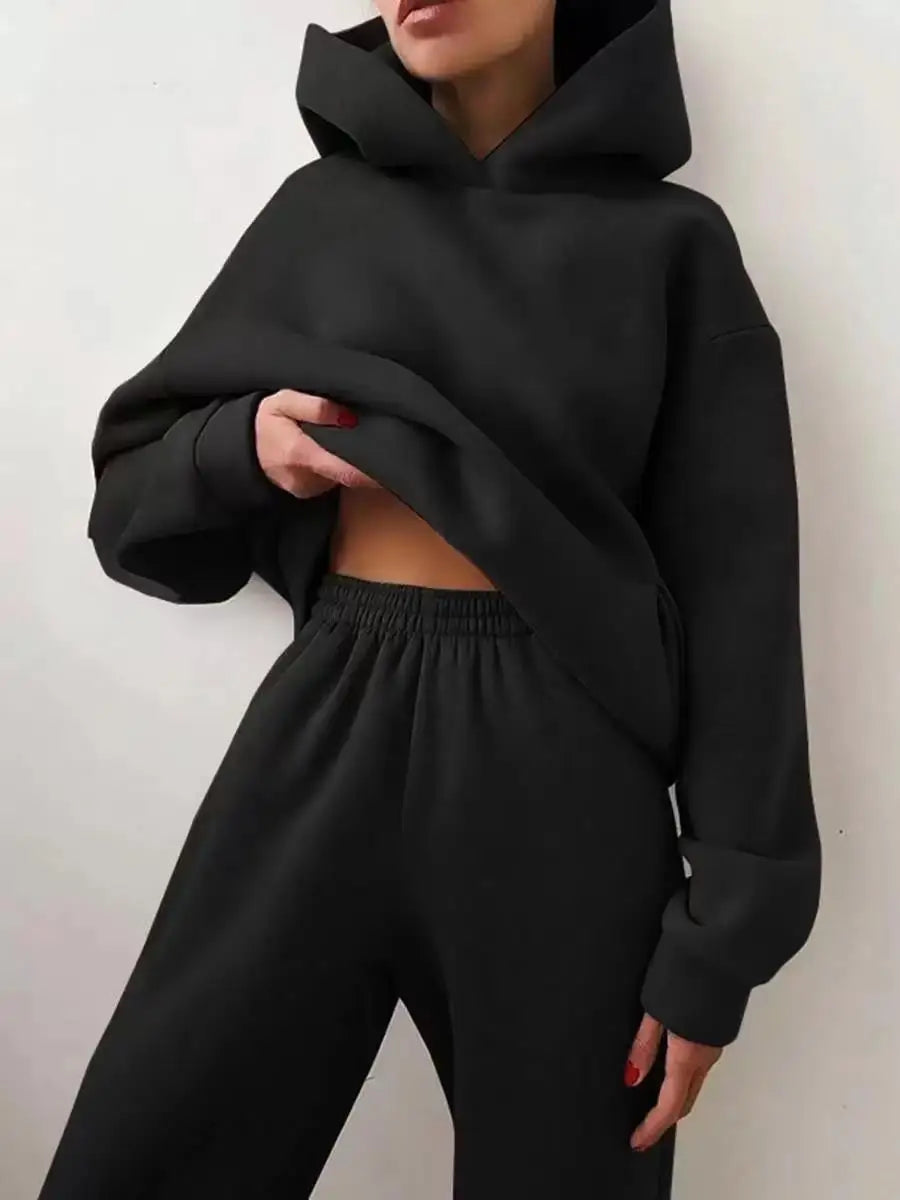 Oversized Two-Piece Sportswear Set for Women - Hoodie & Pants