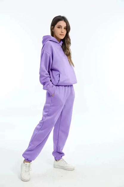 Oversized Two-Piece Sportswear Set for Women - Hoodie & Pants