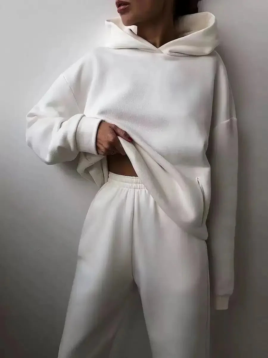 Oversized Two-Piece Sportswear Set for Women - Hoodie & Pants