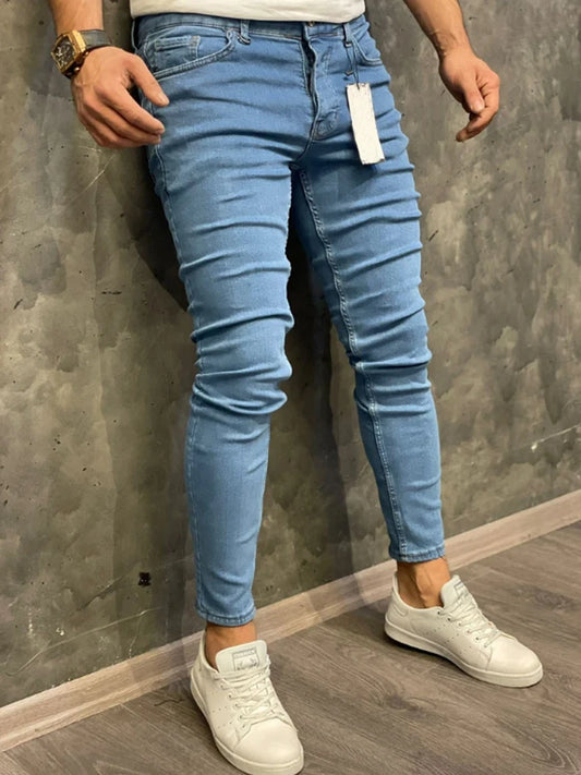 Casual Men's Stretch Denim Pants- Classic Fit