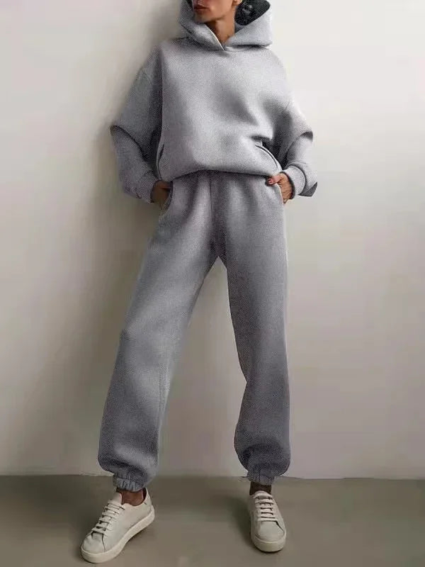 Oversized Two-Piece Sportswear Set for Women - Hoodie & Pants