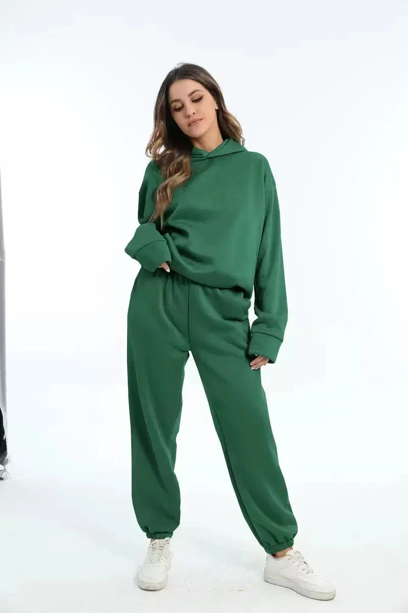 Oversized Two-Piece Sportswear Set for Women - Hoodie & Pants