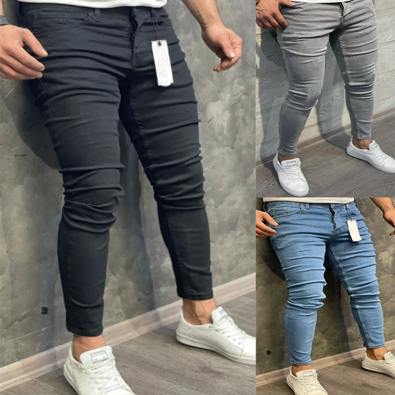 Casual Men's Stretch Denim Pants- Classic Fit