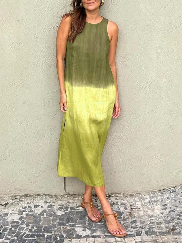 Sleeveless Summer Slit Ombre Dress