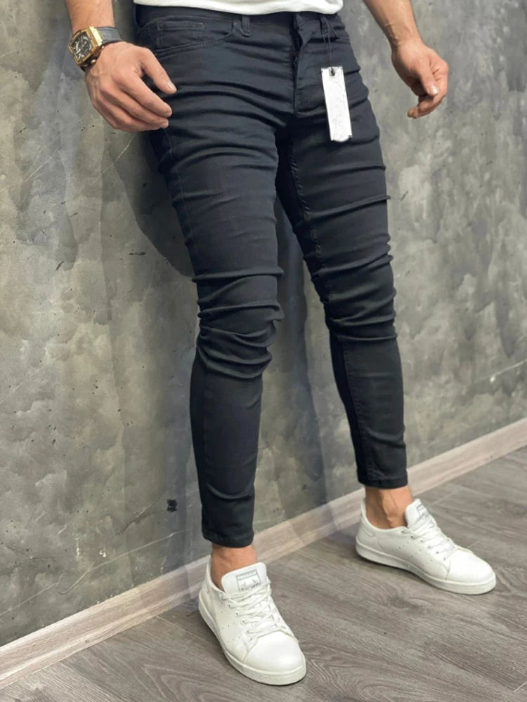 Casual Men's Stretch Denim Pants- Classic Fit