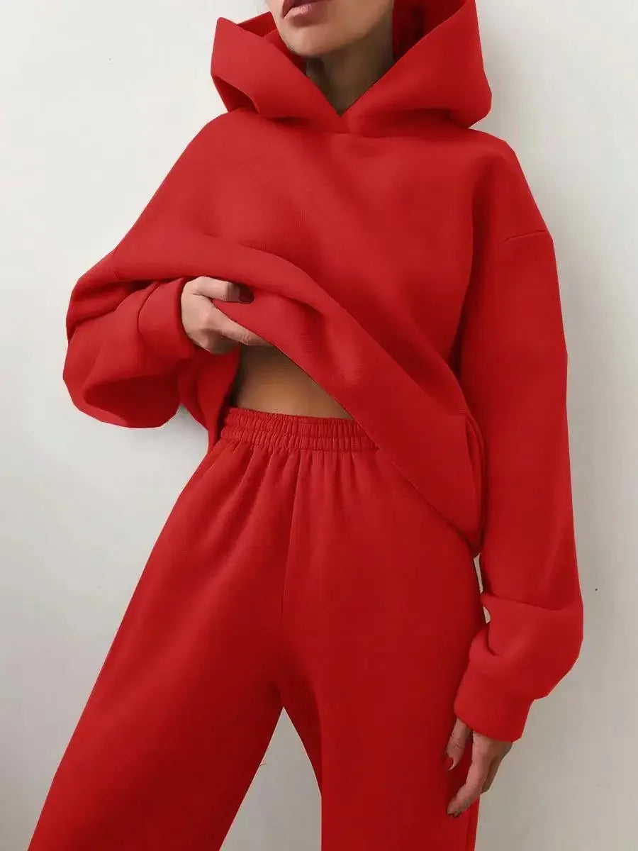 Oversized Two-Piece Sportswear Set for Women - Hoodie & Pants